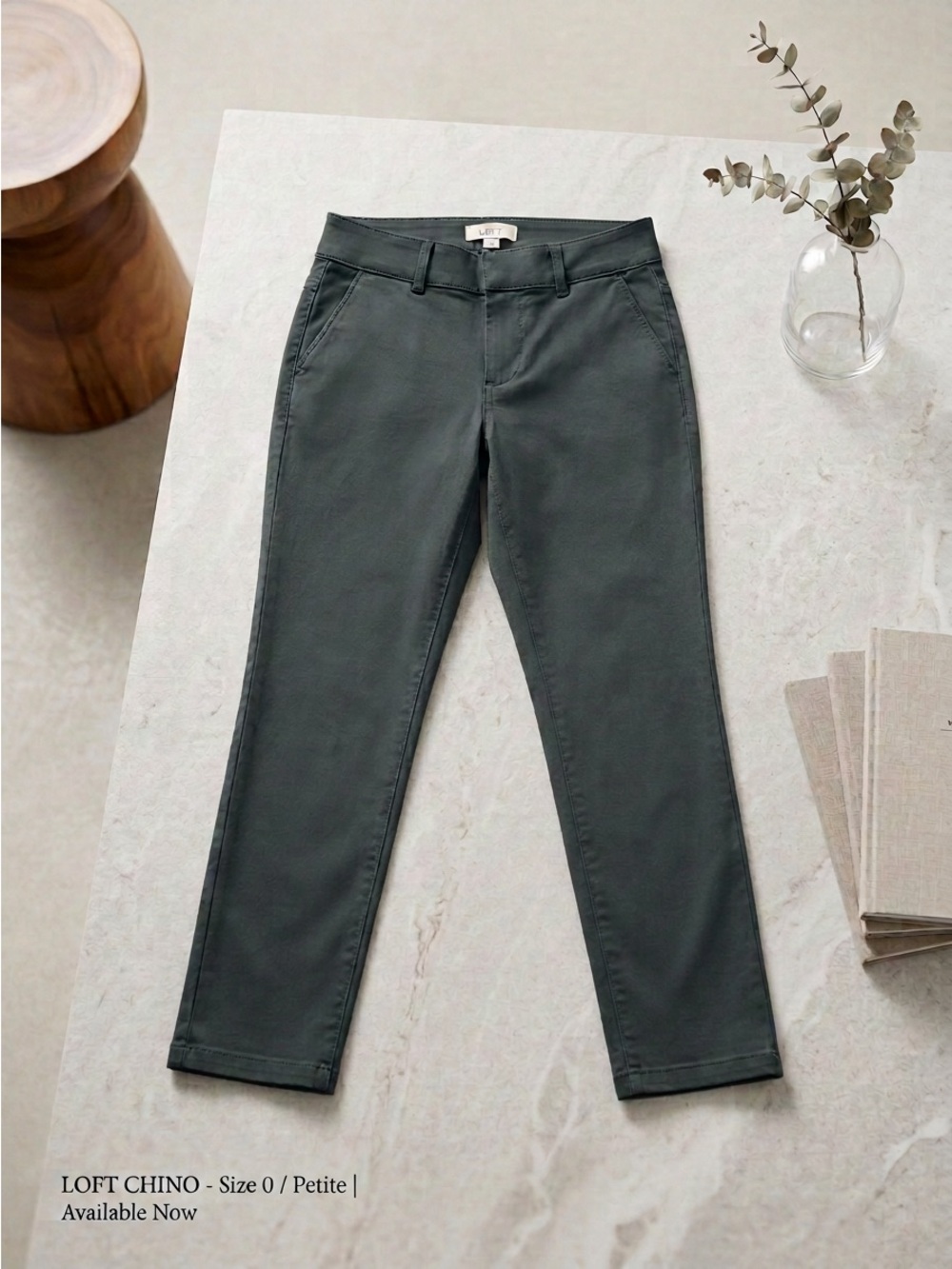 LOFT Girlfriend Chino Pants Womens 0P Petite Green Casual Trousers NWT 0 Petite